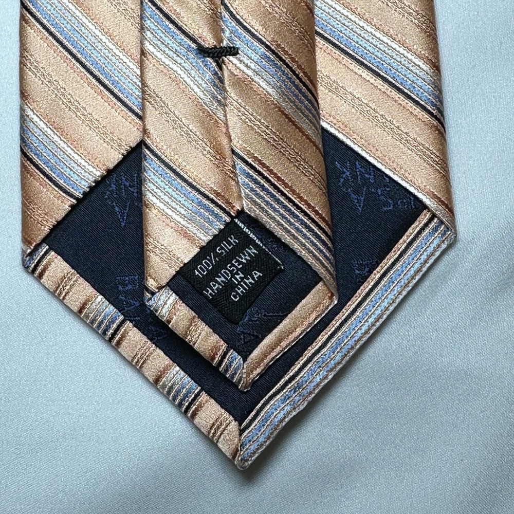 Jos A Bank Mens Silk Tie Lot 2 Light Green Peach Preppy Diagonal Stripe NEW - Picture 12 of 13